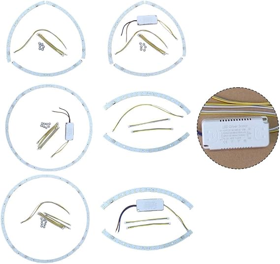 Curved Semicircular LED Light Strip Ceiling Fan, Mount for Replacement Module, 18W/27W/36W Tri-Colour Options, Transparent Plastic Housing