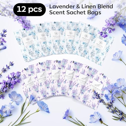 Image of MYARO 20 Packs Lavender Linen Scent Sachet Long Lasting Closet Drawer Deodorizer Home Air Freshener Room Odor Eliminator