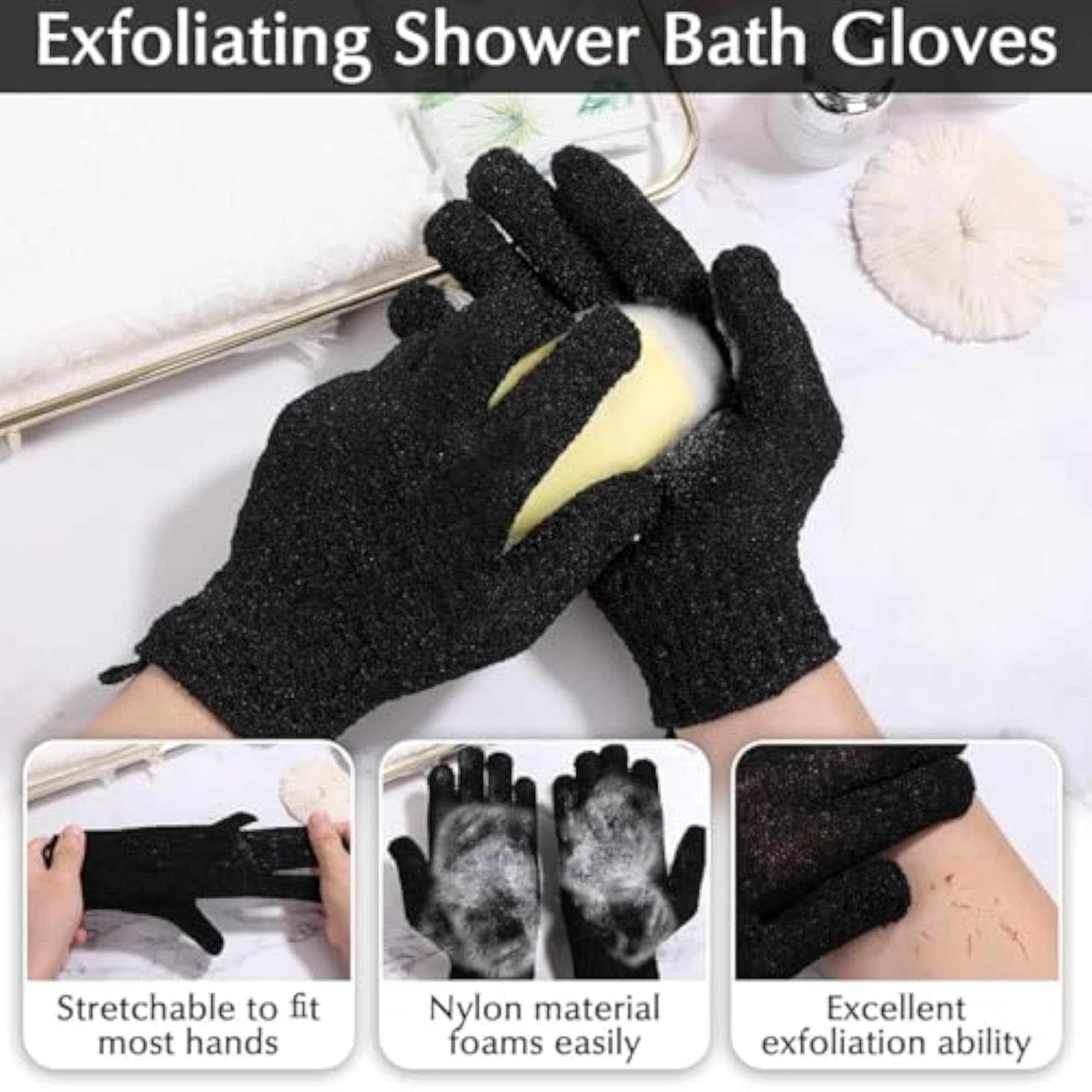 Exfoliating Back Scrubber for Shower, Double-Sided with Handles