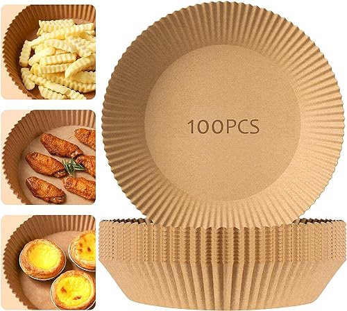 Home Brand Air Fryer Disposable Paper Liner 100PCS Non-Stick Air Fryer Liners Baking Paper for Fryer Microwave Oven Air Fryer Parchment Paper Liners for Baking 16cm Round