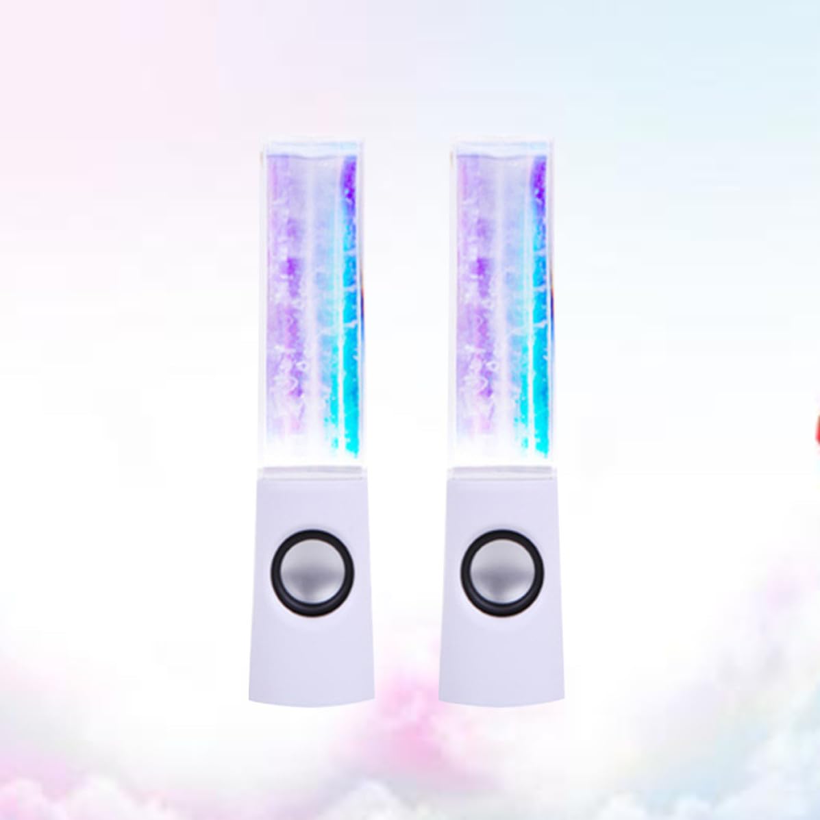 Coppia di Casse Fontana Luci LED Colorate, Altoparlanti Stereo da 2x3w in ABS e Acrilico per Laptop e Smartphone, per Party e Picnic
