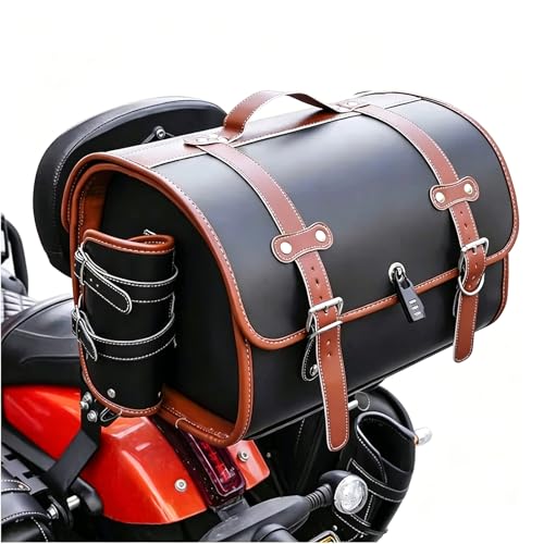 Maleta para motocicleta Honda SCL500 cajuela superior impermeable negra y marrón para viaje 2