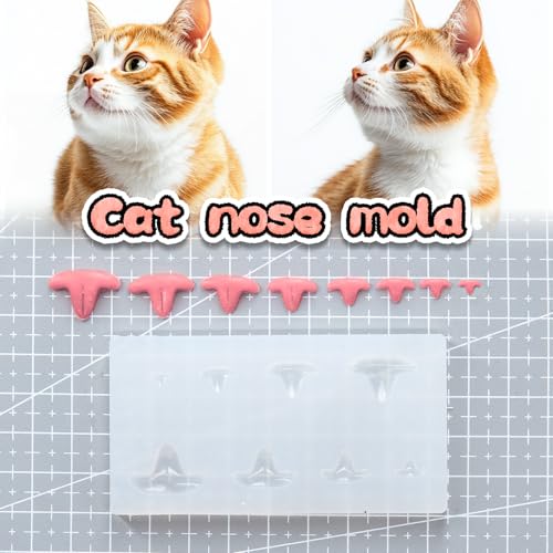 Image of Nuvretk 8 Cute Silicone Molds for Needle Felting - Cat Nose Shapes for Stuffed Animals, DIY Crafts, and Accessories (T-Shaped)
