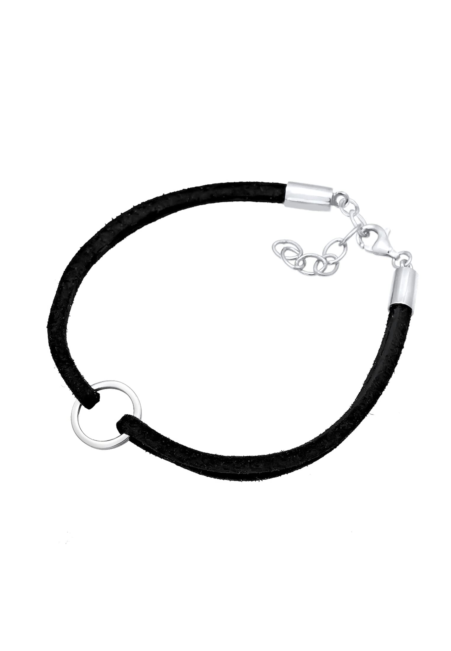 Elli Armband Kreis Geo Velour Leder Optik Trend 925 Silber