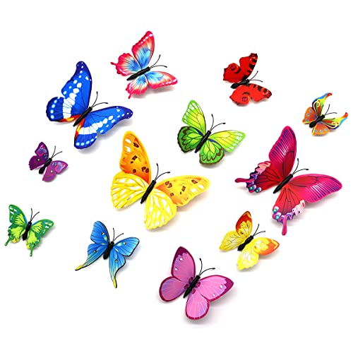 Butterfly Wall Stickers Decor Butterflies Decal Decorations 3D Home Living Room Bedroom Fridge Stickerdecal Murals For Diy Wall Art Party Decoration Waterproof 24 Pack #TOP28