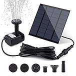 Solar Fountain Pump Kit With Separate Panel, 1.8 W Upgraded Water Pump, 3 M Cable & 4 Nozzles for Bird Bath, Outdoor Pond, Patio Garden and Fish Tank (Black)