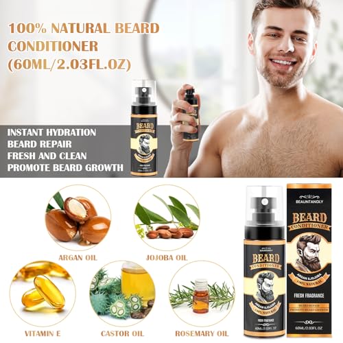 Beard Growth Kit, Grooming Set w/Growth Oil, Conditioner, Balm, Shampoo Wash, 0.25MM Roller, Brush, Comb, Scissor, Bag, Christmas Birthday Valentines Day Gifts for Him Men - Image 7