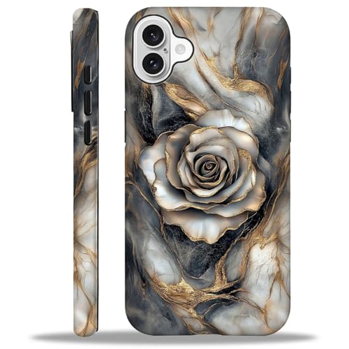 Coque brillante iPhone 16 Plus protection silicone souple marbre rose