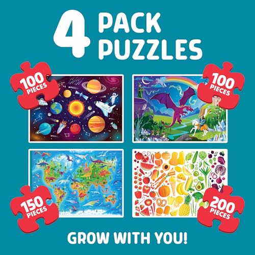 Chuckle & Roar - Set de 4 Puzzles para Niños 6+ con 100 a 200 Piezas, Temas Educativos y Piezas Grandes miniatura 6