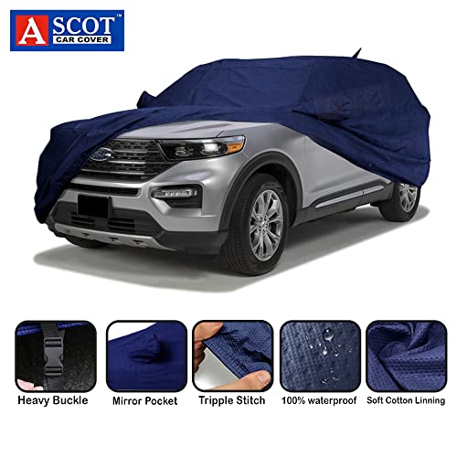 Image of ASCOT, CAR COVER for Hyundai Grand i10 Nios Car Body Cover Waterproof with Antenna & Mirror Pockets 3 Layers Custom-Fit for Indoor & Outdoor Use (NIOS Magna, Blue)