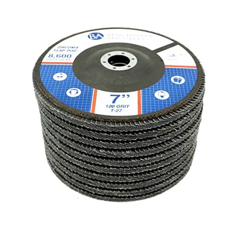 Miniatura 20 de Benchmark Abrasives Discos de solapa tipo 27 de circonita jumbo de alta densidad de 7 x 7/8 pulgadas para amoladora angular, discos de lijado de 7