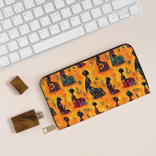 Tribal Woman Print Wallet Women, Leather Bifold Multi Card Wallet, Long Purse Women's Wallets4