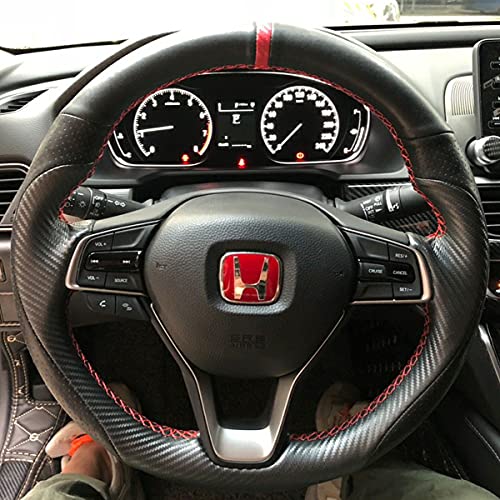 Matte Black Carbon Fiber & Nappa Perforated Leather Interior Accessories Steering Wheel Cover Hand-Stitch On Wrap Fit For Honda Accord 10Th 2018-2021/ Honda Insight 2019-2021 #TOP7