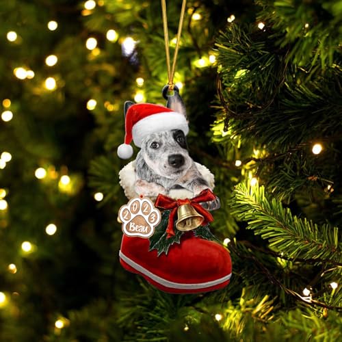 Personalized Cattle Dog Ornaments - Santa Boot Australian Cattle Dog Christmas Tree Decorations
