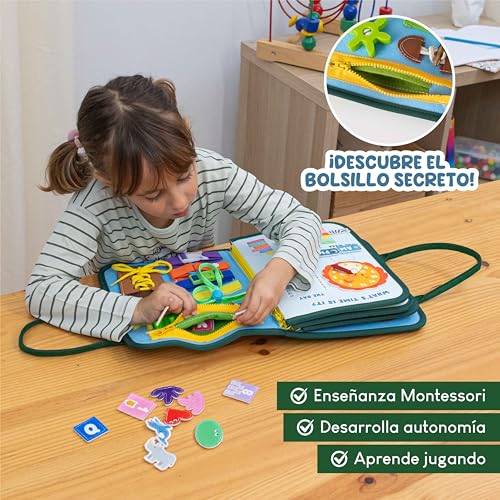 BONNYCO Busy Board Montessori de Fieltro, Maletin de Paneles Sensoriales Montessori. Tablero Busy Book, Juguetes Educativos Motricidad Fina. Juguetes Regalos para Niños y Niñas Cumpleaños, Navidad 3 Bonnyco Busy Board Montessori De Fieltro, Maletin De Paneles Sensoriales Montessori. Tablero Busy Book, Juguetes Educativos Motricidad Fina. Juguetes Regalos Para Niños Y Niñas Cumpleaños, Navidad
