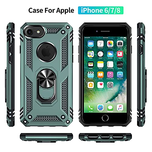 Sunremex Military-Grade Iphone 6/6S/7/8 Case With Tempered Glass Screen Protector & Kickstand - Dark Green #TOP4
