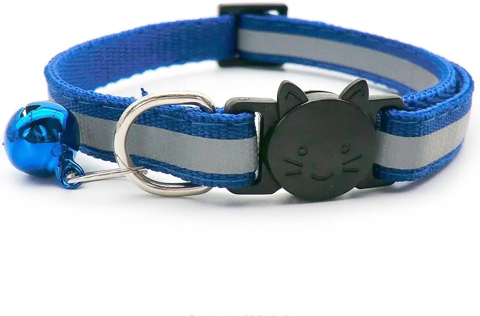 Coleira para Gato Refletiva com Fecho de Segurança Regulável (AZUL)