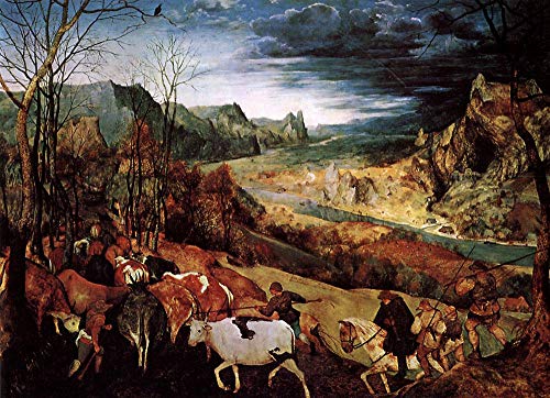 Peinture à l'huile toile Le retour du troupeau Bruegel l'Ancien
