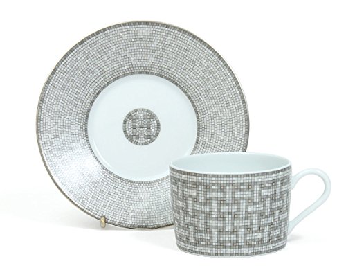 Amazon | エルメス(HERMES) モザイク プラチナ ティーカップ&ソーサー