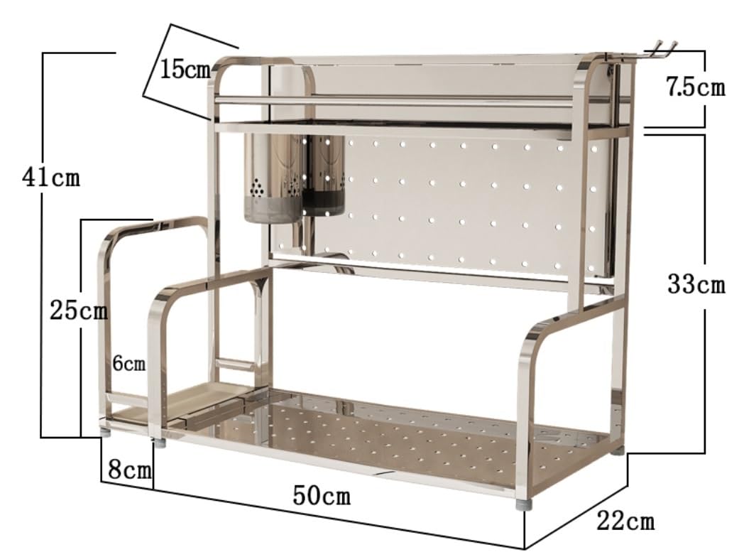 Estante Para Especias Estante Organizador De Especias De Acero Inoxidable 304, Estante Organizador De Condimentos, Estante De Almacenaje Para Cocina De 2 Niveles Organizador De Especias Cocina ( Size