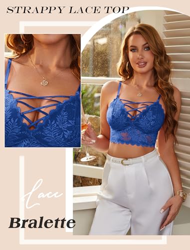 Image of Avidlove Bralettes for Women V Neck Lace Camisole Y2K Tank Top Strappy Cami Unpadded Bra Lingerie Crop Tops Outfits