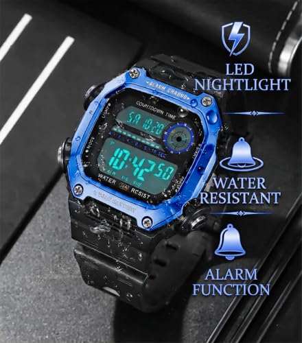 Image of Time Up Digital Dial Finer-Quality Material Square Shape Waterproof,Alarm,Night-Light Watch for Men & Women- WF124-X