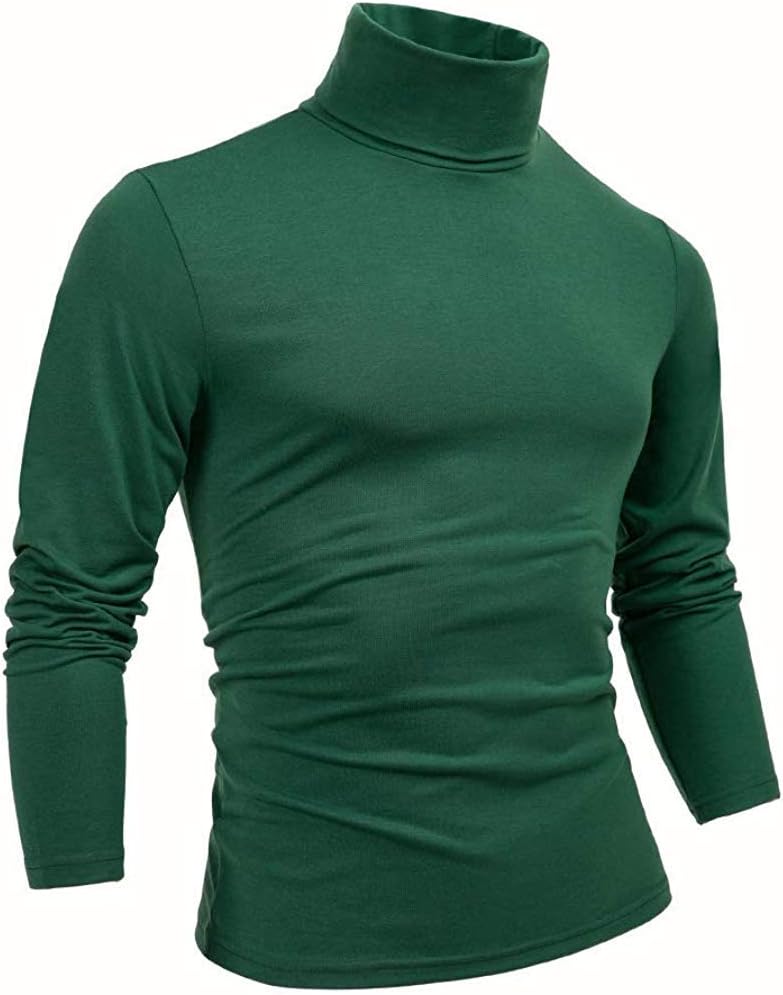 THWEI Mens Long Sleeve Turtleneck for Men Slim Fit Black Mock Turtleneck Pullover Sweater