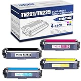 TN225 TN-225 Compatible TN-221BK TN-225C TN-225Y TN-225M High Yield Toner Cartridge Replacement for Brother TN-225 HL-3140CW HL-3150CDN MFC-9130CW MFC-9330CDW Toner (1BK+1C+1Y+1M)