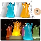 2 moldes de resina de luz nocturna fantasma con base de lámpara blanca, molde de fundición de resina epoxi para luz nocturna, manualidades de mesa, decoraciones de Halloween