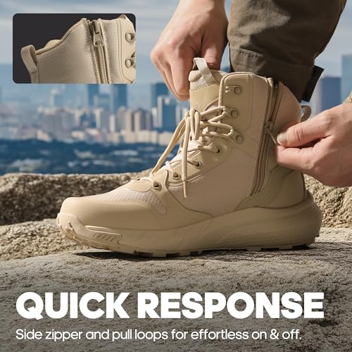 Image of NORTIV 8 Men's Military Tactical Boot Lightweight Comfortable Boots for Work All Day Side Zipper Motorcycle Combat Hiking Boots Metrostrike(8-9 Inches)