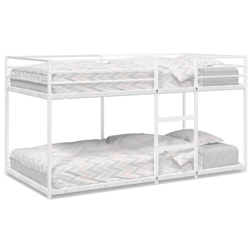 IKAYAA Litera de 75x190 cm, literas de Hierro, Metal, para Niños, Juveniles, con Escalera y Protección Anticaídas, Blanco