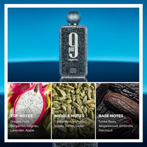Afnan 9 PM Night Out Unisex Extrait de Parfum, 3.4 Fl. Oz