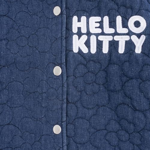Image of Hello Kitty Sanrio Girls 3 Piece Outfit Set with Demin Jacket, Short Sleeve T-Shirt, and Flared Pants Set for Big Kids
