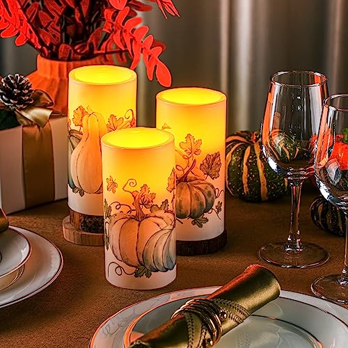 ROCEEI-3-Pack-Thanksgiving-Fall-Flameless-LED-Candles-with-Remote-Blue-Pumpkin-Battery-Operated-Real-Wax-Black-and-White-Autumn-Candles-Thanksgiving-Decor-GiftFresh-Style ROCEEI 3 Pack Thanksgiving Fall Flameless LED Candles with Remote Blue Pumpkin Battery Operated Real Wax Black and White Autumn Candles Thanksgiving Decor GiftFresh Style