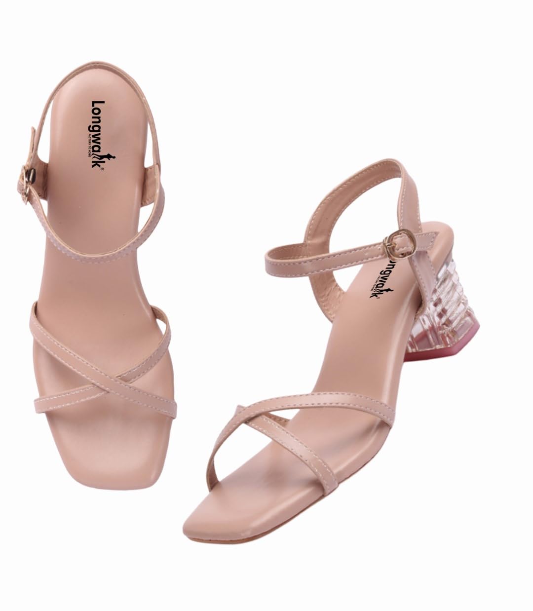 longwalk Women's Cross Strap Sandal, Transparent Heel Sandal for Girl's-picture-47