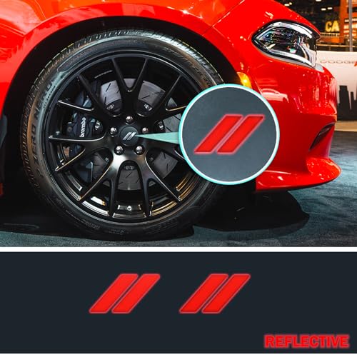 Image of IPG Compatible for Dodge Charger Challenger Durango Wheel Center Cap Decal Sticker Wrap Kit Personalize Your Vehicle (Inner Logo, Reflective - Red)