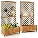FANTASK Spalier mit Rankgitter & Drainageloch, Pflanzkasten mit Blumenkasten aus Tannenholz, Hochbeet Gartenspalier Rankkasten, Gelb