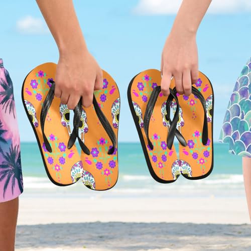 Nander Colored Sugar Skull Sandal Flip Flops of Men's & Women's,Beach Slippers Flip Flops Shower Shoes4
