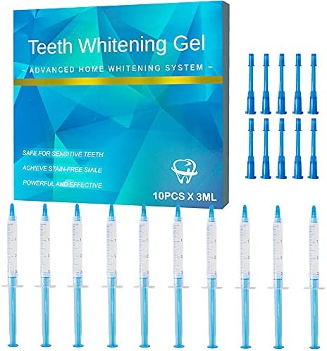 Pevor 10Pcs Teeth Whitening Gel Refills 35% Carbamide Peroxide Bleaching Gel Teeth Whitener Gel Kit, Works with Teeth Whitening LED Light and Trays (10 X 3ML)