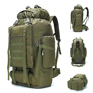 70L/100L Hiking Camping Backpack MOLLE Rucksack Waterproof Daypack for Traveling (Army Green)