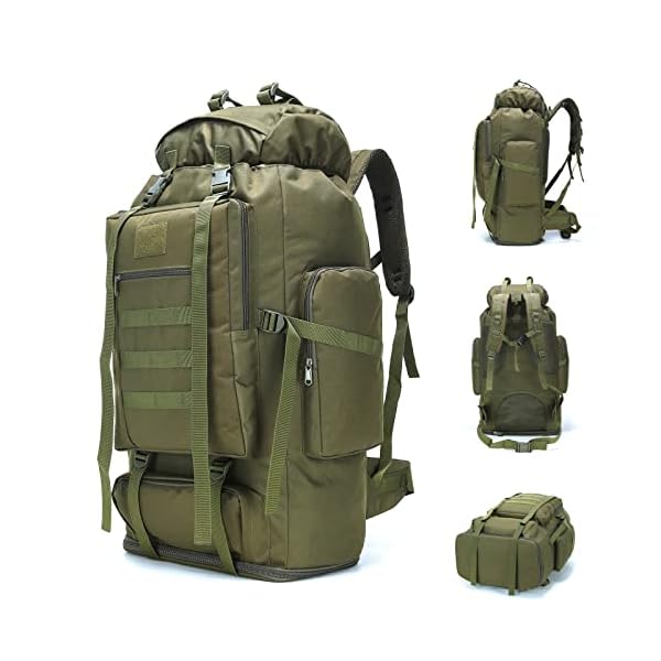 70L/100L Hiking Camping Backpack MOLLE Rucksack Waterproof Daypack for Traveling (Army Green)