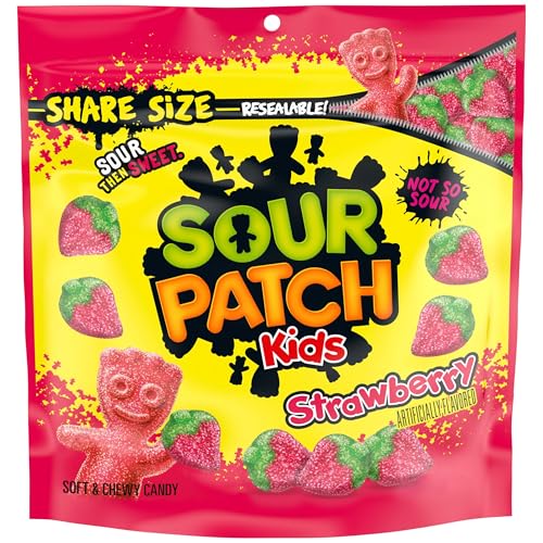 SOUR PATCH KIDS Strawberry Soft & Chewy Gummy Candy, Share Size, 12 oz