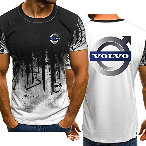 Polo à manches courtes pour homme - T-shirt imprimé Volvo T-shirts de sport d'extérieur Super doux respirant Coton Décontracté Couleurs contrastées Été White-3X-Large Cover