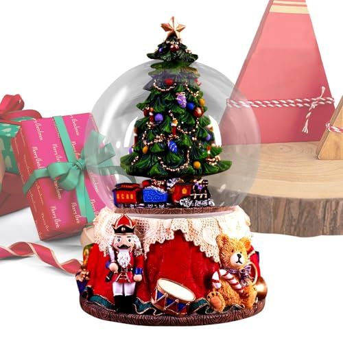 Musical Nutcracker snow globe con luces LED y caja de música navideña tradicional 2
