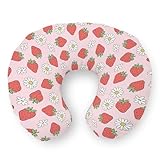 Cute Strawberry Daisy Nursing Pillow Covers Red Strawberries Floral Soft Stretchy Removable Covers for Breastfeeding Pillows Boho Summer Fruits Pillow Slipcover for Baby Girls Boys Newborn Nursery