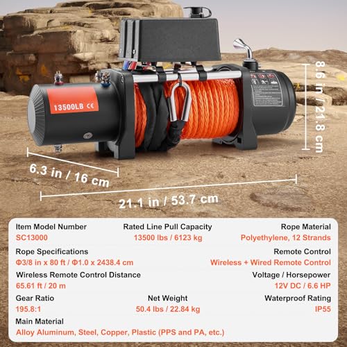 Dispositivo eléctrico de tracción 13,500 lb 12V DC para camiones miniatura 7