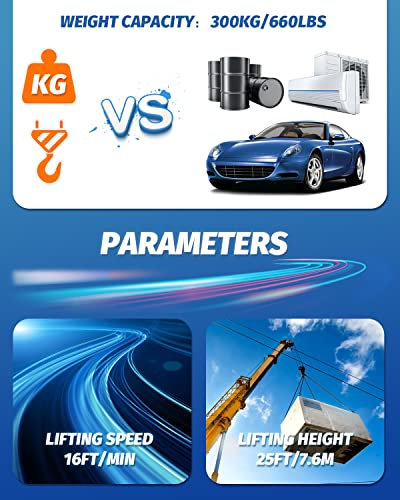 NEWTRY Elektrische Seilwinde 230V mit Kabellose Fernbedienung 300KG Hebezeuge 11,8m Maximale Hubhöhe 1500W Mit Deutscher Anleitung