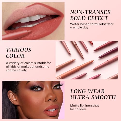 Image of K05 Hxssll 12 Colors Matte Lip Liner Pencil - Long Lasting Waterproof Lip Liner, Smudge Proof Transfer Proof Lip Pencil, High Pigment Lip Makeup for Defining & Filling Lips (05#, 1PCS)