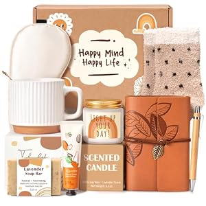 Gift Baskets for Women, 9pcs Unique Happy Birthday Gifts for Women, Thank You Basket Christmas Ideas Box w/Coffee Mug Her Mom Friend Teacher Coworker, Best Employee Appreciation Gifts