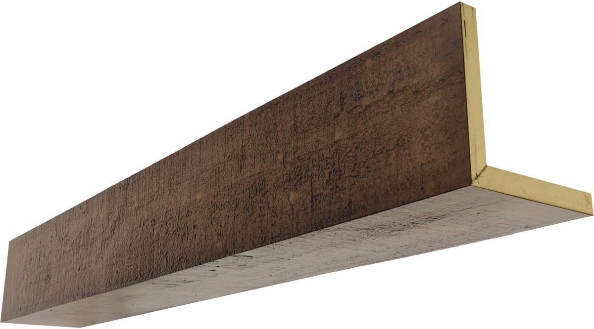 Ekena Millwork BMRC2C0040X100X168ZD 2-Sided Rough Cedar Endurathane Faux Wood Ceiling Beam, 4-in. W x 10-in. H x 14-ft. L, Aged